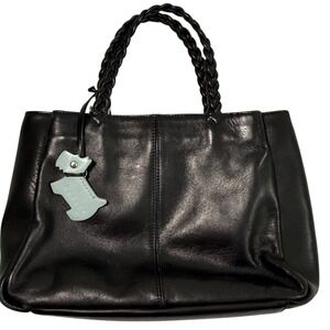Radley London Black Leather Braided Handle Shoulder Bag Minimalist Chic Workwear
